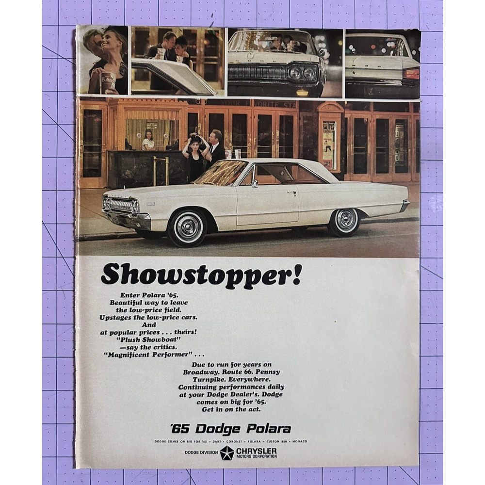 White Dodge Polara Original 1965 Vintage Print Ad Showstopper!